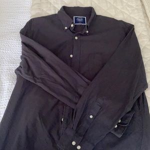 Men’s slim fit black cotton Oxford shirt